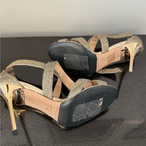 Jimmy Choo Glittering Gold Strappy Heels - Picture 3 of 3